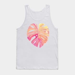 Swiss Cheese Monstera - Pastel Pink Tank Top